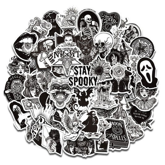 50pcs Gothic Skull Witch Magic Stickers Waterproof DIY Room Decoration