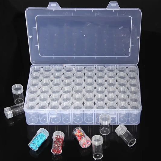 60pcs Clear Round Storage Box Set Jewelry Beads Charms Organizer Container