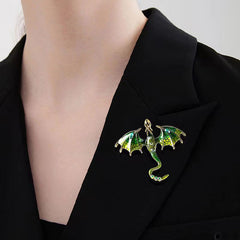 4pcs Enameled Dragon Brooch Retro Animal Pin Jewelry for Men