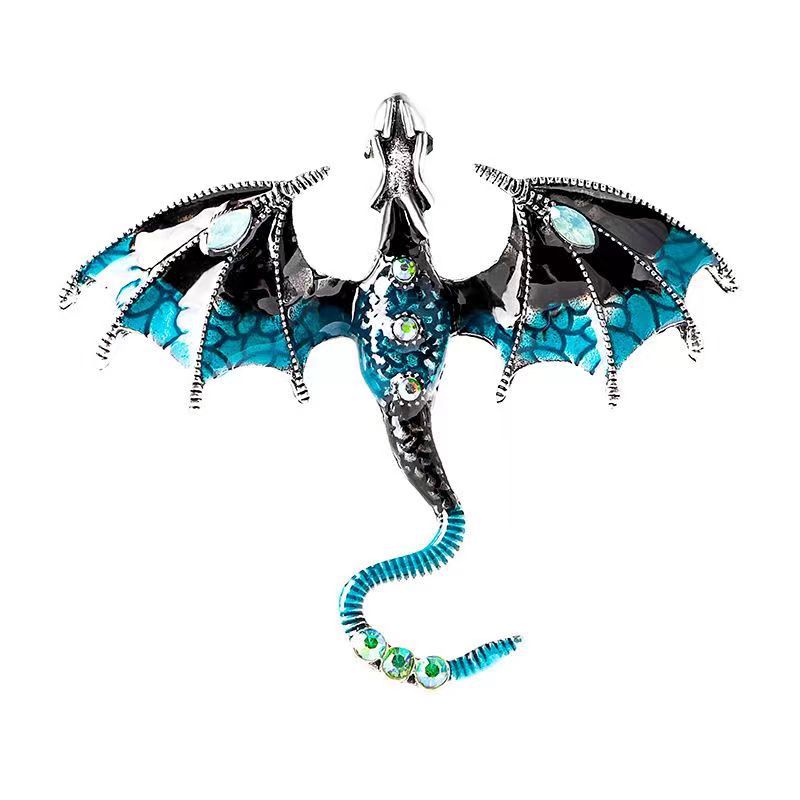 4pcs Enameled Dragon Brooch Retro Animal Pin Jewelry for Men
