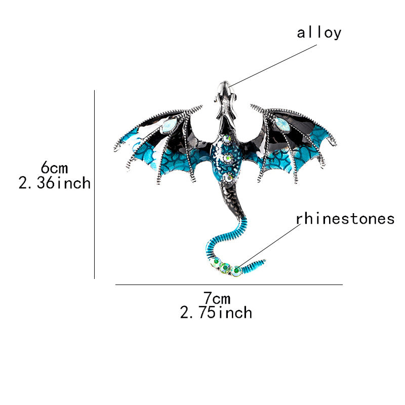 4pcs Enameled Dragon Brooch Retro Animal Pin Jewelry for Men