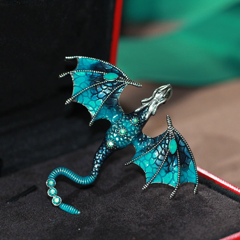 4pcs Enameled Dragon Brooch Retro Animal Pin Jewelry for Men