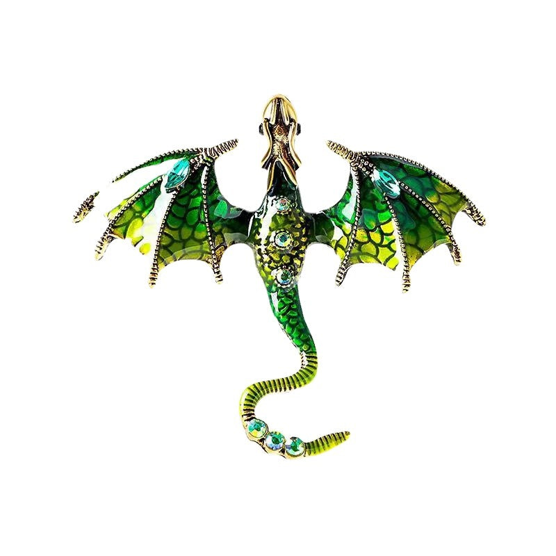 4pcs Enameled Dragon Brooch Retro Animal Pin Jewelry for Men