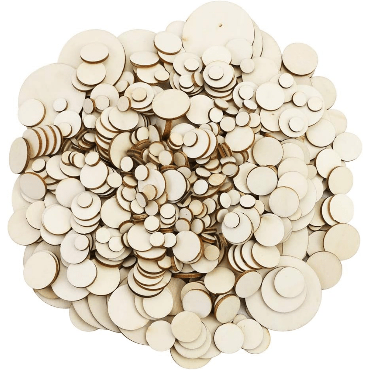 Round Wood Discs for Crafts 5 Sizes Wooden Cutout Circles Chips