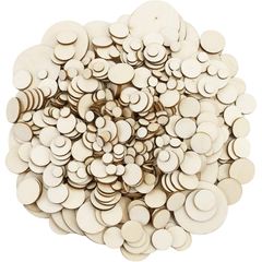 Round Wood Discs for Crafts 5 Sizes Wooden Cutout Circles Chips