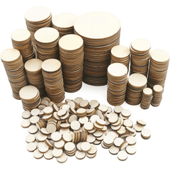 Round Wood Discs for Crafts 5 Sizes Wooden Cutout Circles Chips