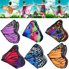 Colorful Butterfly Wings Shawl Thin Chiffon Poncho Scarf Child Cosplay