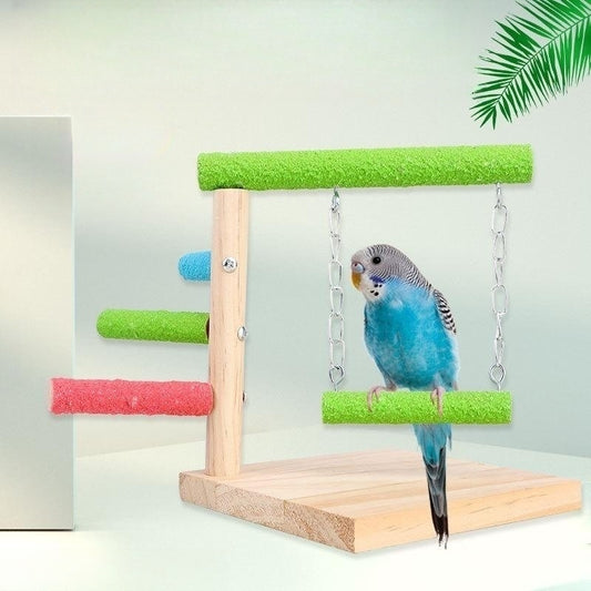 Solid Wooden Bird Cage Play Stand Toy Parrot Perch for Small Medium Birds