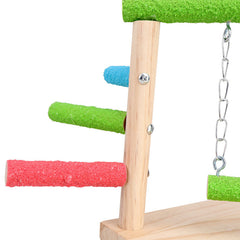 Solid Wooden Bird Cage Play Stand Toy Parrot Perch for Small Medium Birds