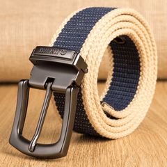 Men's Casual Buckle Canvas Belt Woven Belt Student Daily Use