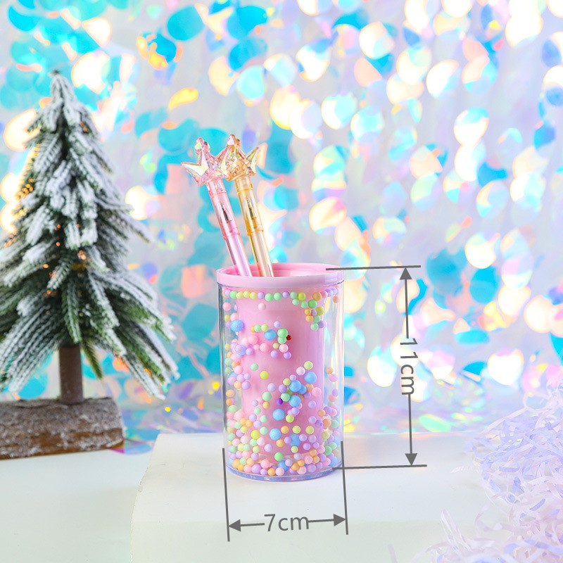 Crystal Pen Holder Desk Stationery Organizer School Bottle Storage