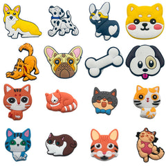 16pcs Pet Dogs & Cats Shoe Charms For Slipper Sandals DIY Shoes Pins
