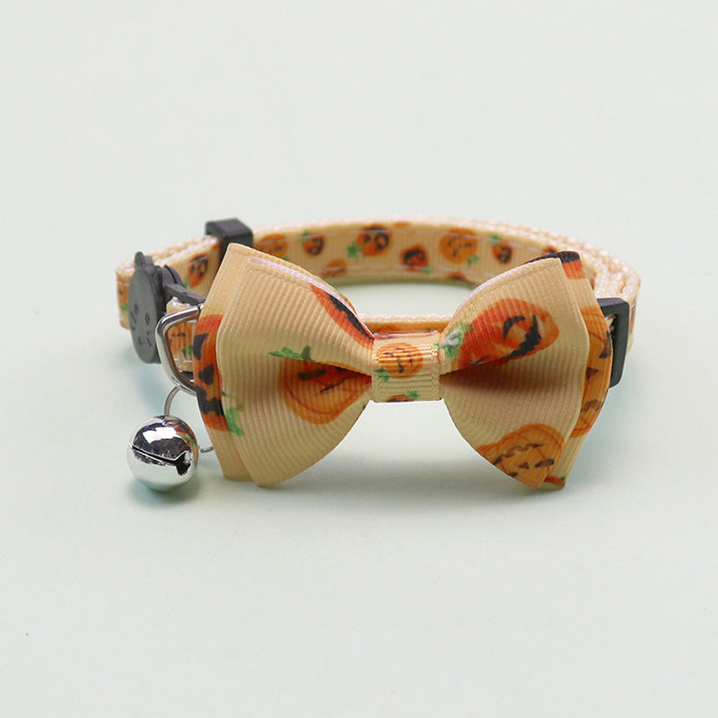 Halloween Adjustable Cat Collar with Bell Bowknot