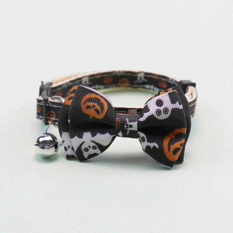 Halloween Adjustable Cat Collar with Bell Bowknot