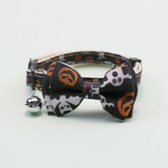 Halloween Adjustable Cat Collar with Bell Bowknot