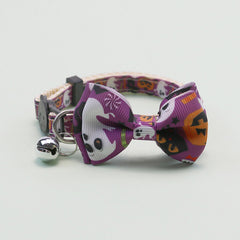 Halloween Adjustable Cat Collar with Bell Bowknot