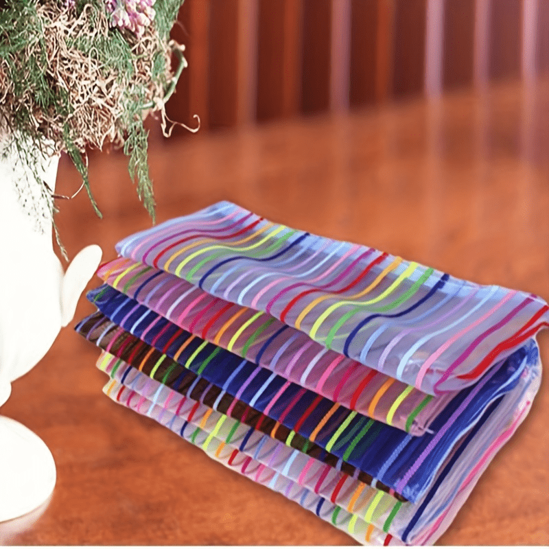 Colorful Striped Mesh Makeup Bag Travel Cosmetics Organizer