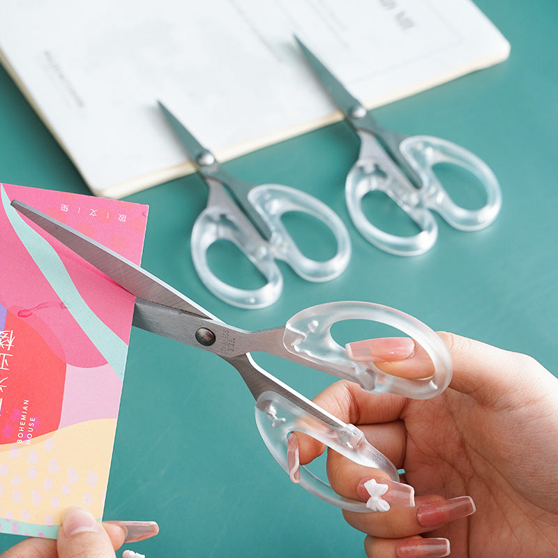 3pcs Set Safety Art Scissors Transparent Stainless Steel Household Scissors