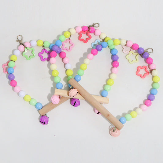 Colorful Bird Cage Accessories with Beads & Star Decor for Parrot