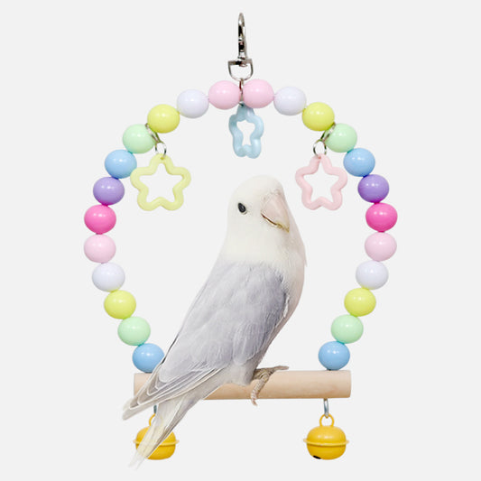 Colorful Bird Cage Accessories with Beads & Star Decor for Parrot