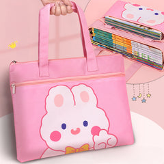 Double File Bags Portable Zipper Bags Homework Bags Elementary School Students