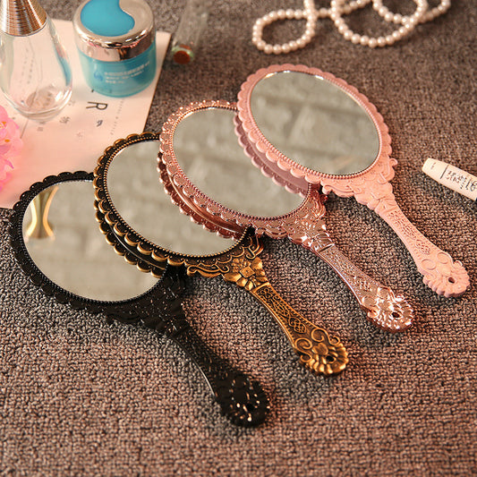 Vintage Handheld Mirror with Handle - Compact and Portable Cosmetic Mirror
