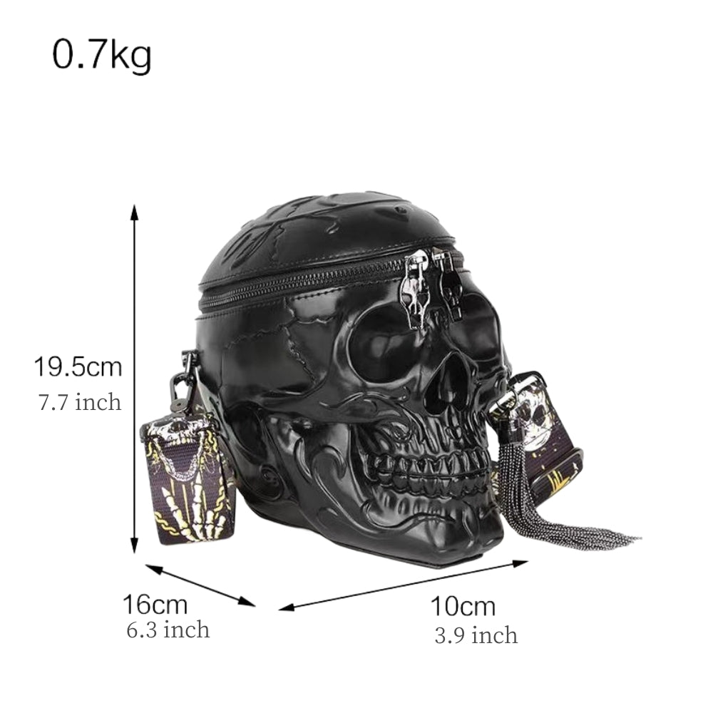 Gothic Skull Head Bag with Tassel - Halloween Shoulder Bag