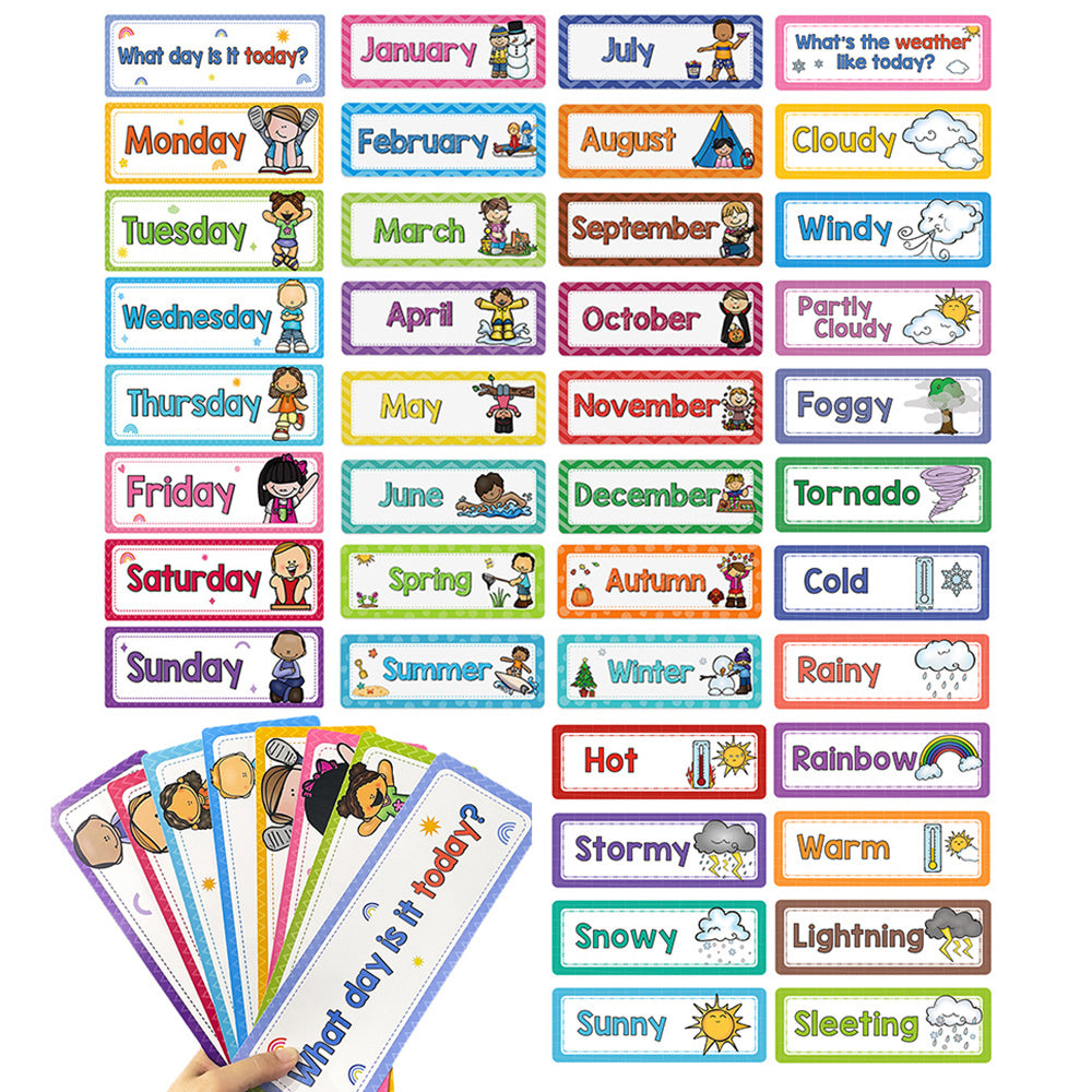 LACHILLY Flashcards Set Weather Seasons Months Weekdays Learning Posters