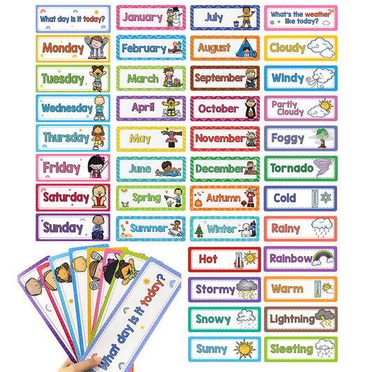 LACHILLY Flashcards Set Weather Seasons Months Weekdays Learning Posters