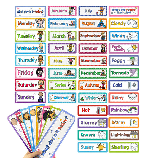 LACHILLY Flashcards Set Weather Seasons Months Weekdays Learning Posters
