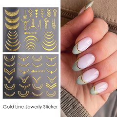 12 Sheets Nail Stickers Bronzing Flower Leaf Lace Geometry Line Nail Art Sliders