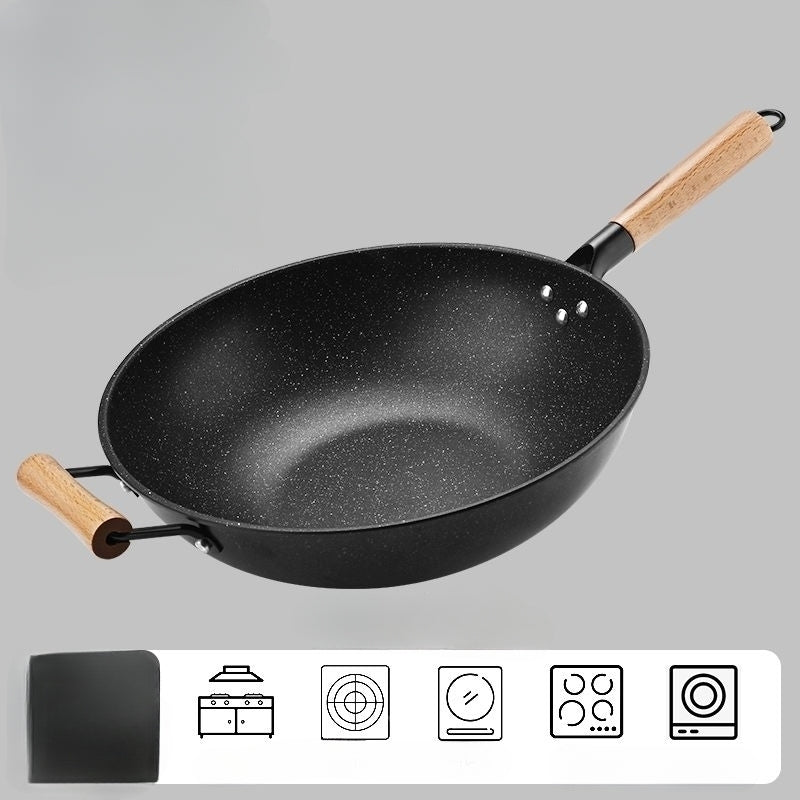 Portable Non Stick Wok Pan with Spatula for Camping