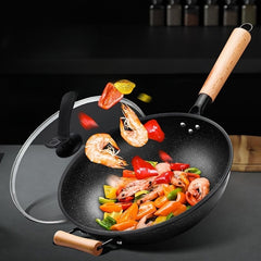Portable Non Stick Wok Pan with Spatula for Camping