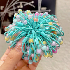 100pcs Spiral Elastic Hair Bands with Acrylic Beads
