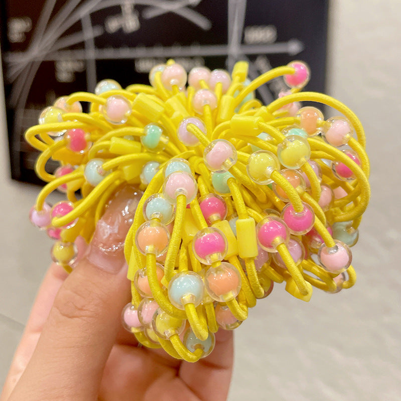 100pcs Spiral Elastic Hair Bands with Acrylic Beads