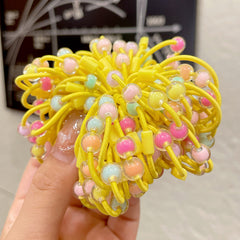 100pcs Spiral Elastic Hair Bands with Acrylic Beads