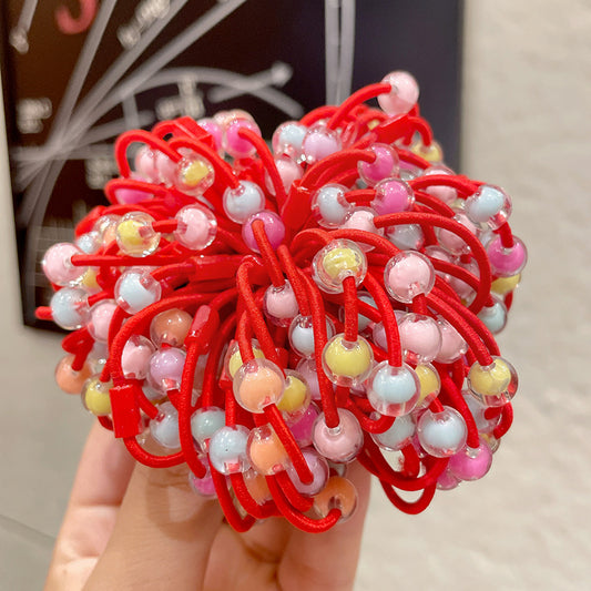 100pcs Spiral Elastic Hair Bands with Acrylic Beads