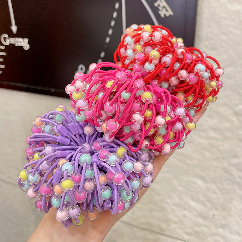 100pcs Spiral Elastic Hair Bands with Acrylic Beads