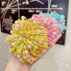 100pcs Spiral Elastic Hair Bands with Acrylic Beads