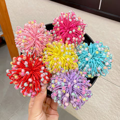 100pcs Spiral Elastic Hair Bands with Acrylic Beads