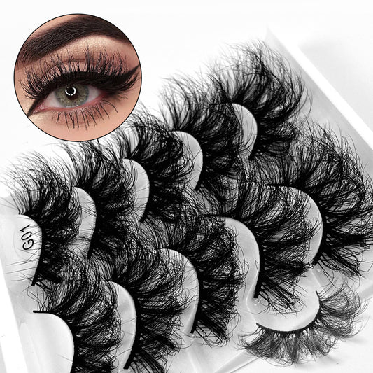 5 Pairs 8D Fluffy False Eyelashes Messy Dramatic Mink Thick Makeup Accessories