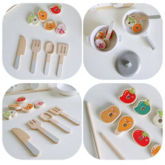 Wooden Toy BBQ Set Role Game Early Learning Educational Toy