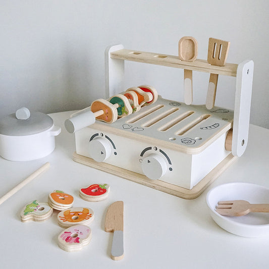 Wooden Toy BBQ Set Role Game Early Learning Educational Toy