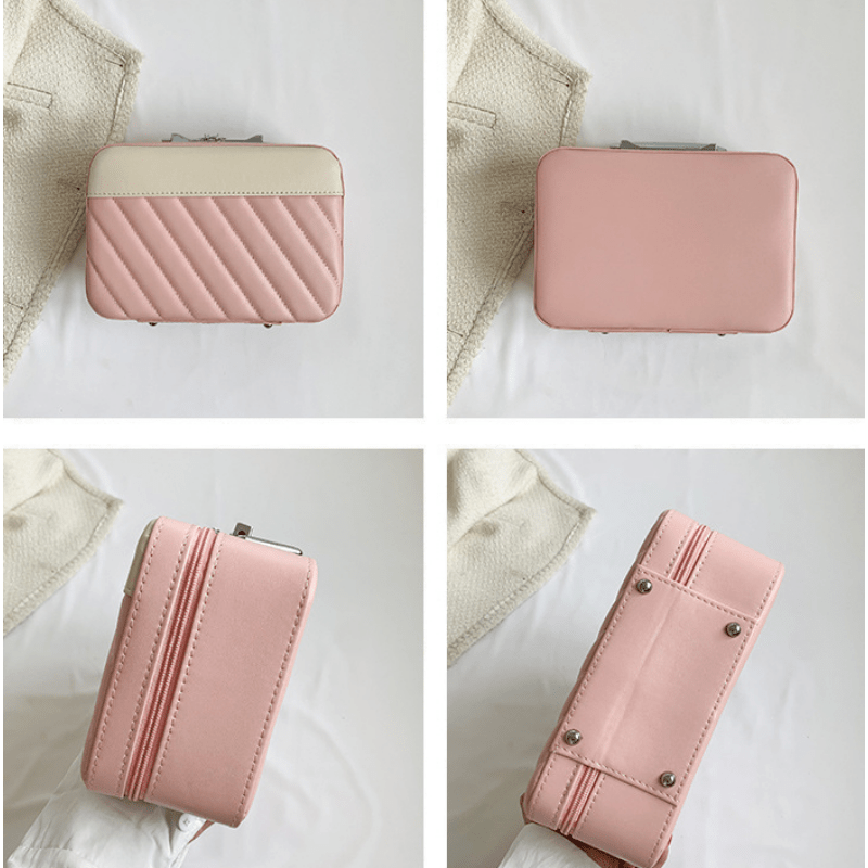 Portable Travel Makeup Cosmetic Case with Handle