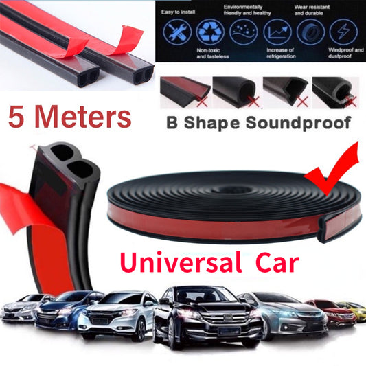 5M 16 4ft Car Silence Rubber Seal Strip B Shape Soundproof Bumper Strip
