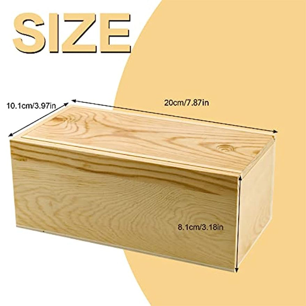 2 Pack Unfinished Wood Storage Box Slide Lid Natural Case Container DIY Craft