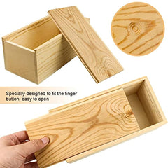 2 Pack Unfinished Wood Storage Box Slide Lid Natural Case Container DIY Craft