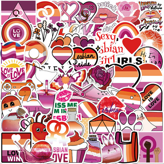 50pcs Purple Lesbian Cartoon Stickers Waterproof DIY Room Decoration