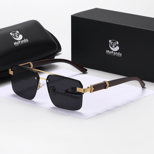 MePanda Square Metal Wood Sunglasses Unisex