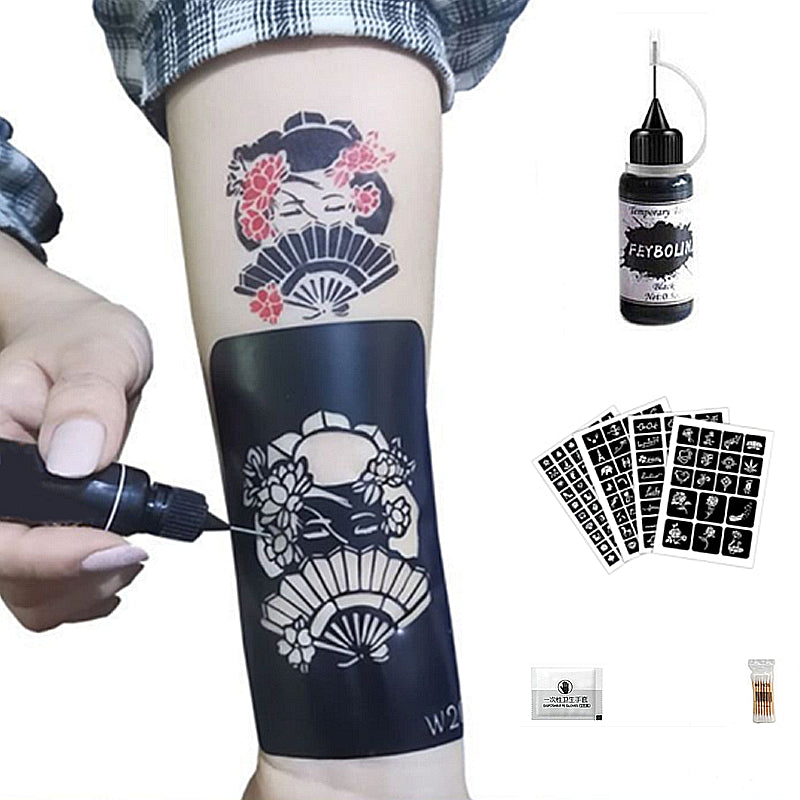 10ml Tattoo Ink 6 Tattoo Templates Waterproof Tattoo Paste Set